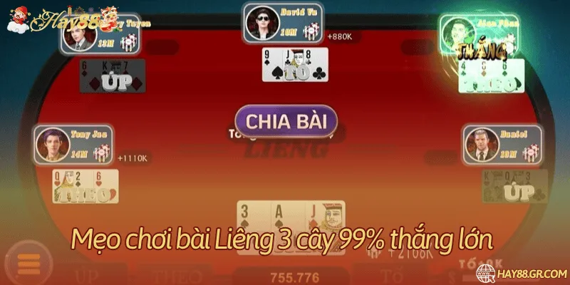 Mẹo chơi bài Liêng 3 cây 99% thắng lớn